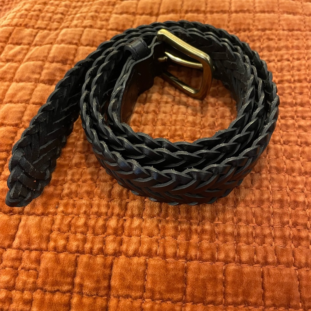 L.L. Bean braided leather belt. Black. Size 36.